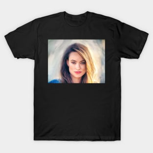 Olivia Wilde - Pastel on Canvas Portrait Painting T-Shirt